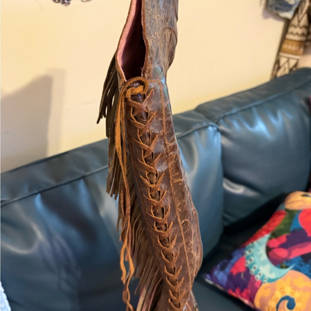 Brown Leather Fringe Boots Lane Junk Gypsy